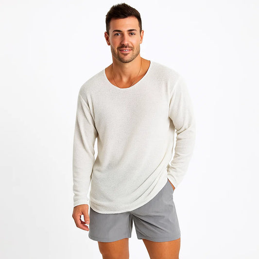 Men_Casual_Shirt_White_Lightweight_RelaxeD_Fit_Knit_Blend_Arc&Loom