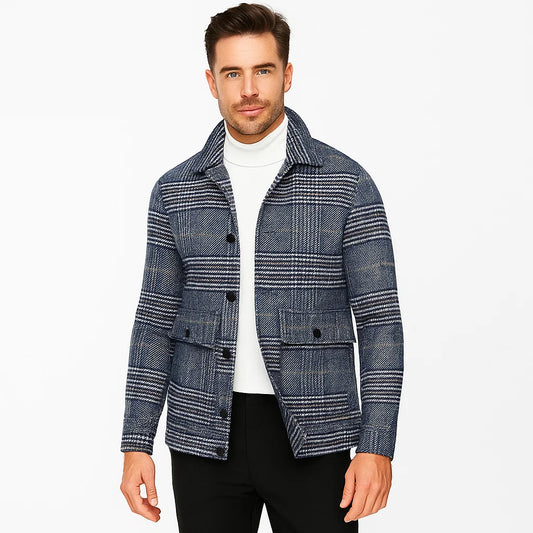 Men_Wool_Blend_Jacket_Blue_Regular_Fit_Micro_Check_Arc&Loom