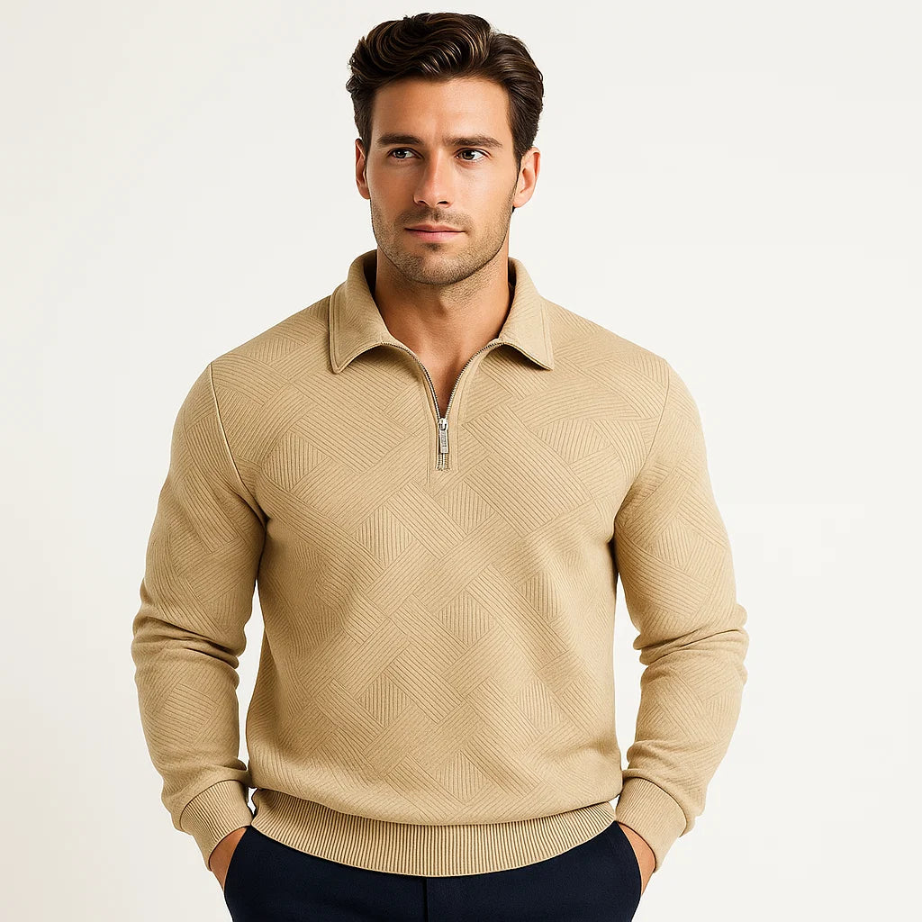 Men_Merino_Sweater_Khaki_Geometric_Pattern_Zip_Neck_Arc&Loom