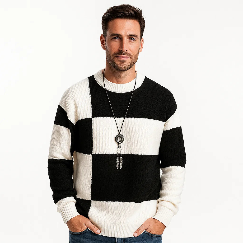 Men_Stylish_Sweater_White_Monochrome_Knit_Modern_Fit_Arc&Loom