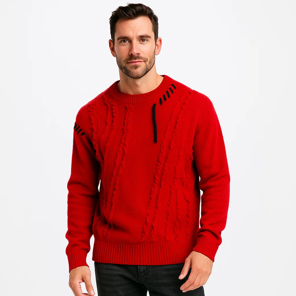 Men_Patchwork_Sweater_Red_Warm_Knit_Loose_Fit_Arc&Loom