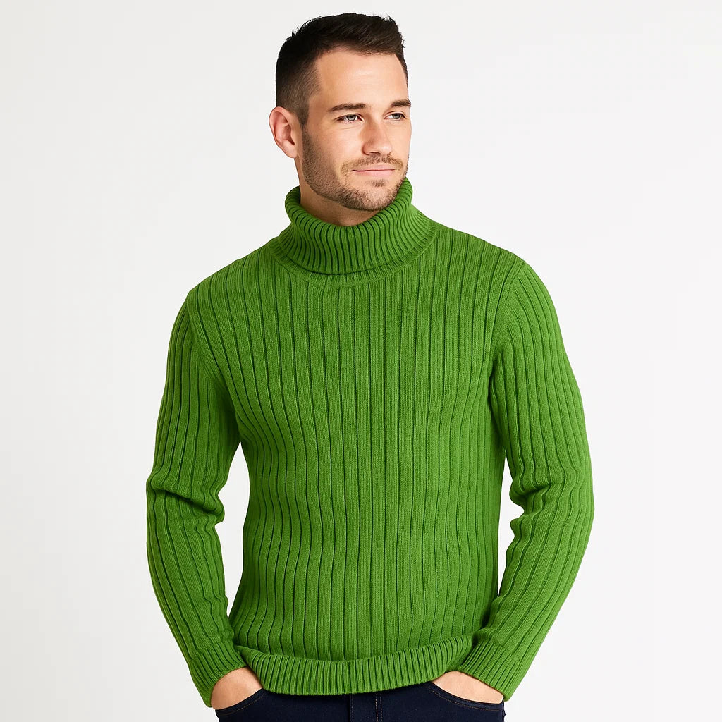 Men_Ribbed_Turtleneck_Sweater_Green_Wool_Knit_Warm_Fit_Arc&Loom