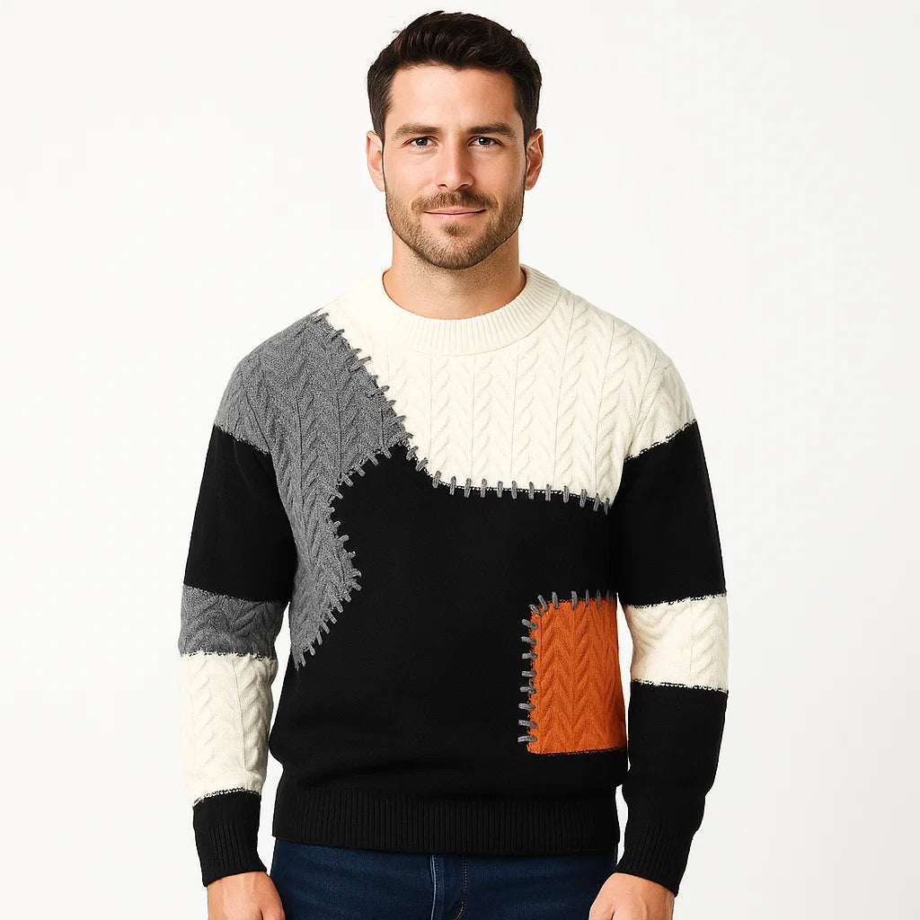 Men_Urban_Sweater_Black_Patchwork_Knit_Loose_Fit_Arc&Loom