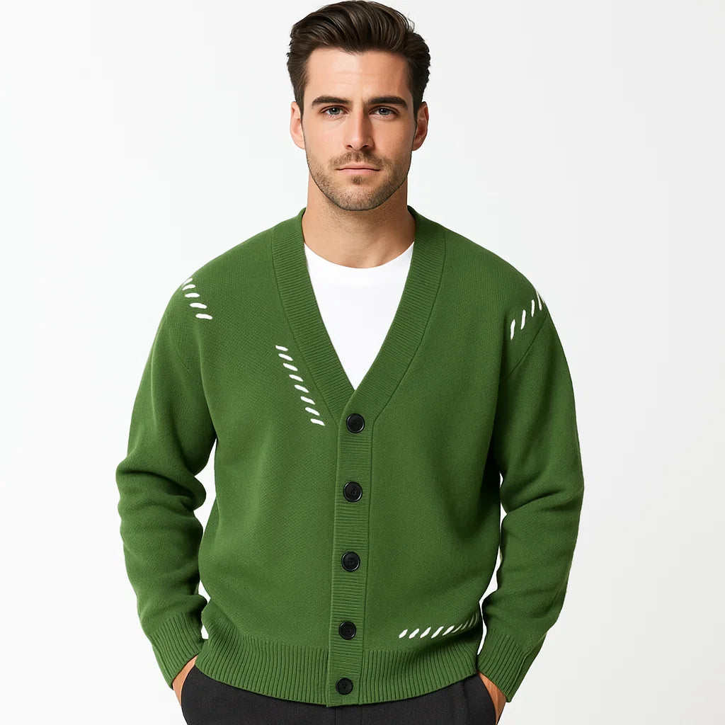 Men_V_Neck_Cardigan_Green_Knit_wear_Classic_Casual_Fit_Arc&Loom