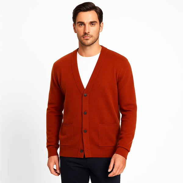 Men_Wool_Cardigan_Orange_V_Neck_Classic_Fit_Arc&Loom