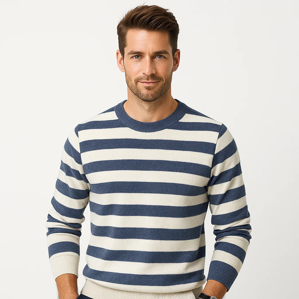 Men_Wool_Sweater_Blue_Crewneck_Striped_Knit_Style_Arc&Loom