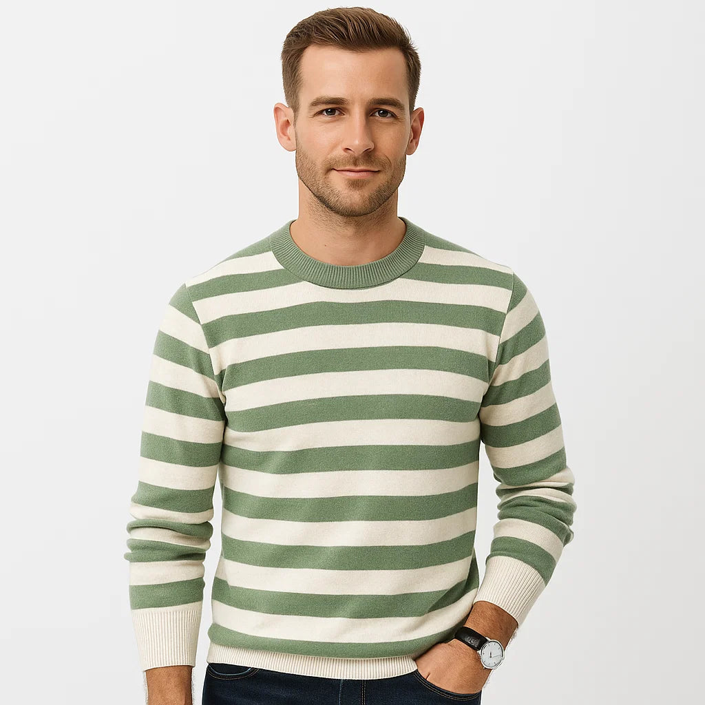 Men_Wool_Sweater_Green_Crewneck_Striped_Knit_Style_Arc&Loom