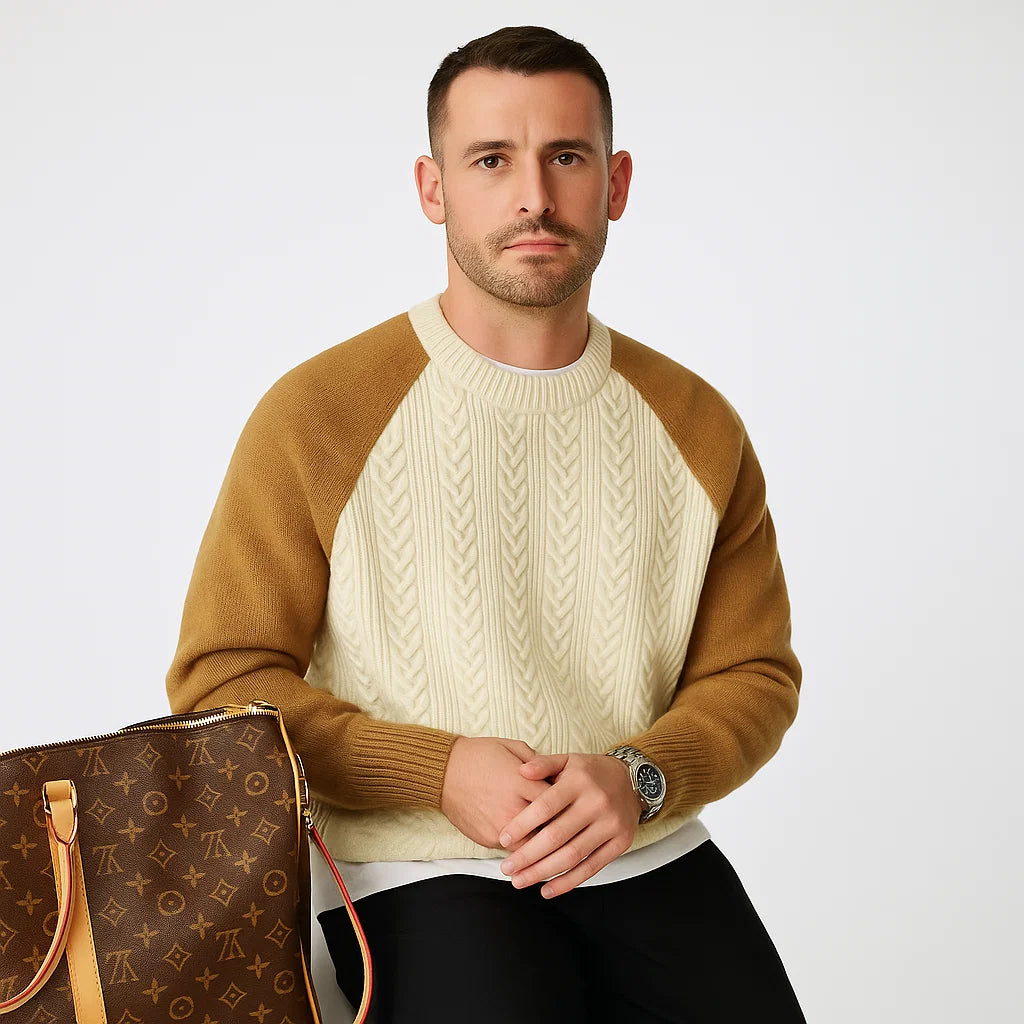 Men_Cable_Knit_Sweater_Beige_Crew_Neck_Classic_Fit_Arc&Loom