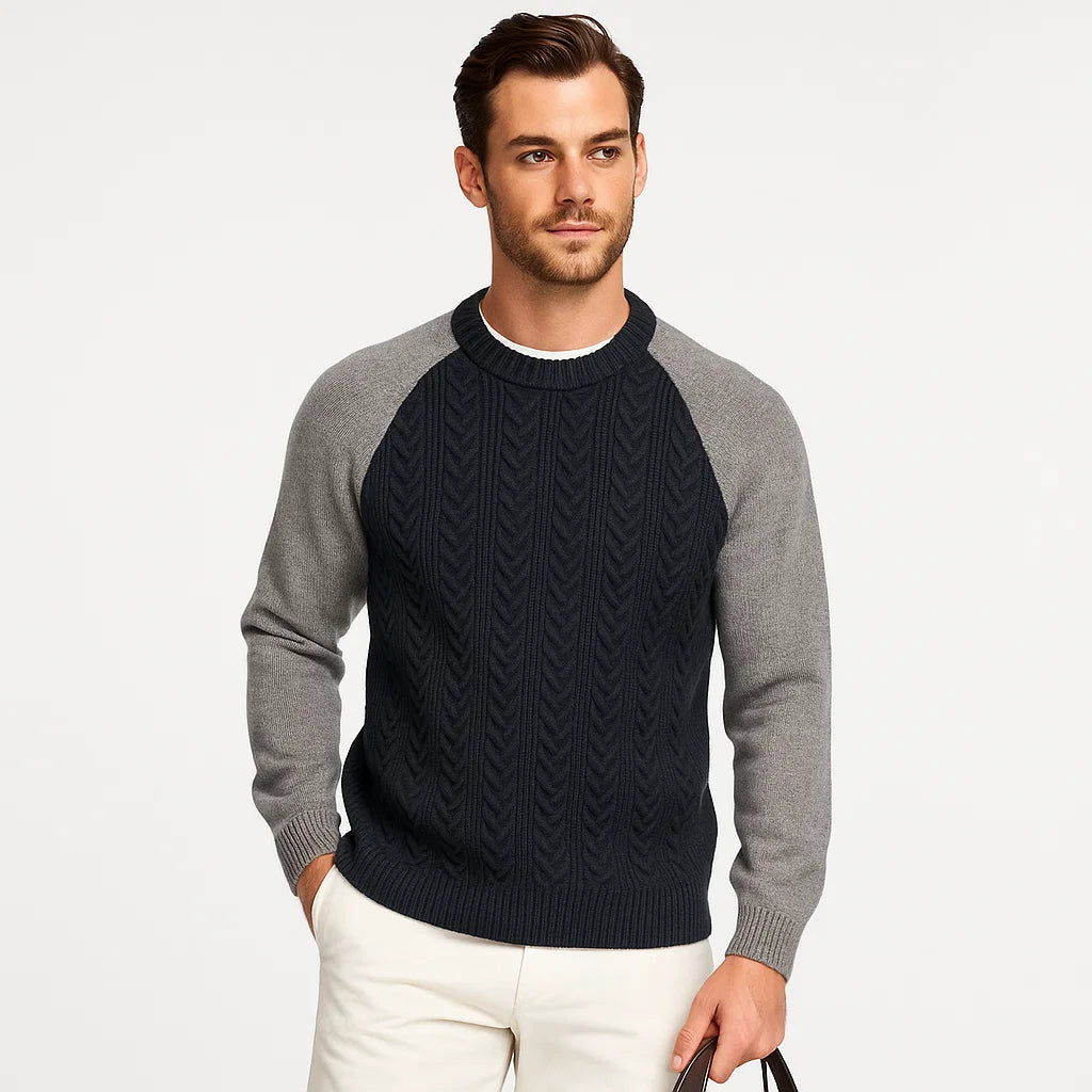 Men_Cable_Knit_Sweater_Gray_Crew_Neck_Classic_Fit_Arc&Loom