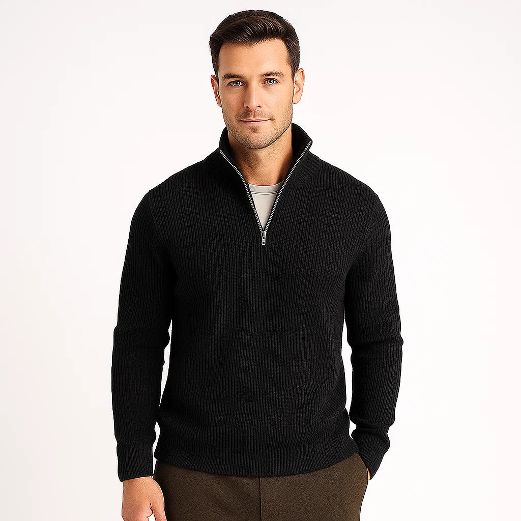 Men_Quarter_Zip_Sweater_Black_Long_Sleeve_Casual_Fit_Arc&Loom