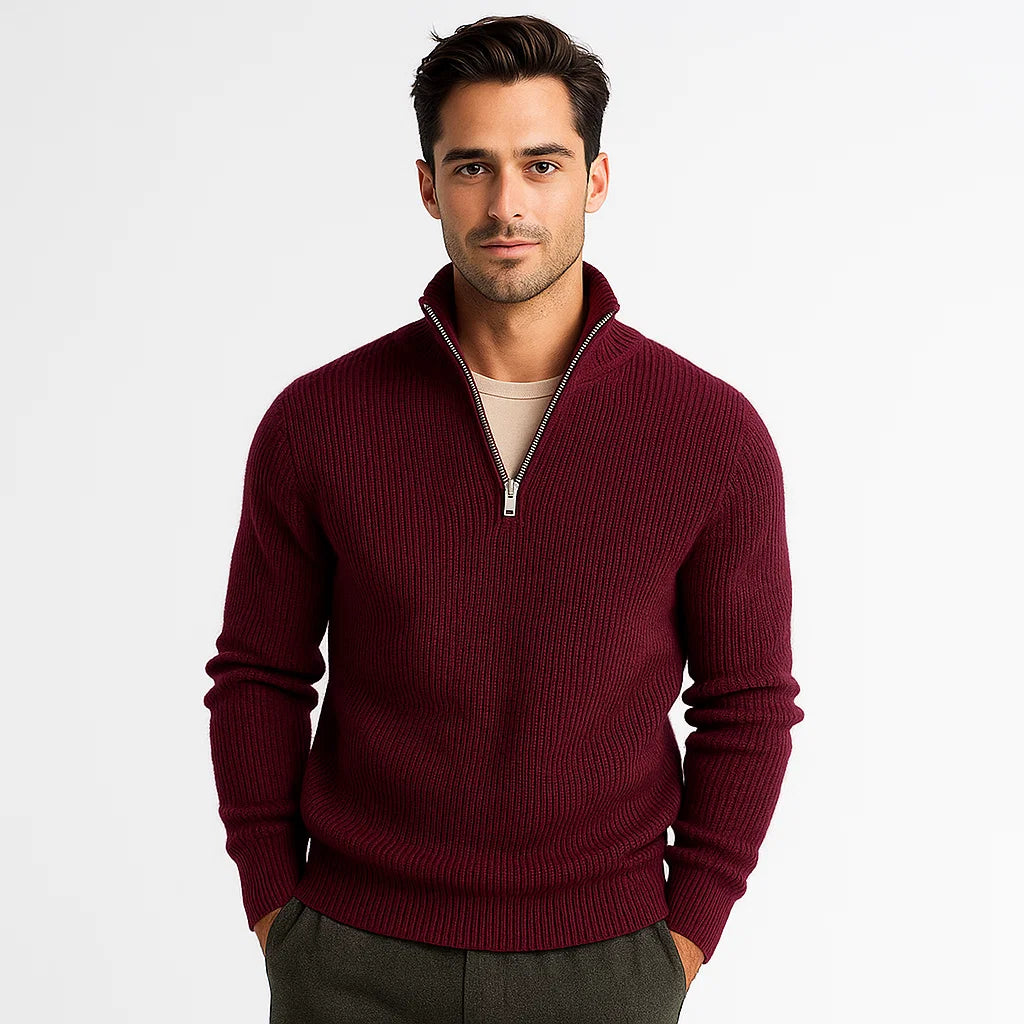 Men_Quarter_Zip_Sweater_Red_Long_Sleeve_Casual_Fit_Arc&Loom